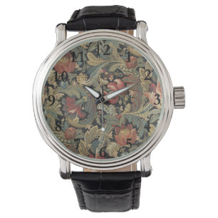 Reiche Blumenbänder Brocade Antique Classic Armbanduhr