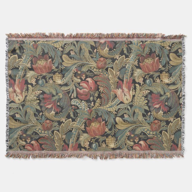 Reiche Blumenbänder Brocade Antique Classic Decke (Vorderseite)