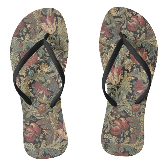 Reiche Blumenbänder Brocade Antique Classic Flip Flops (Fußbett)