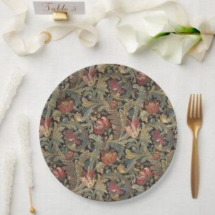 Reiche Blumenbänder Brocade Antique Classic Pappteller