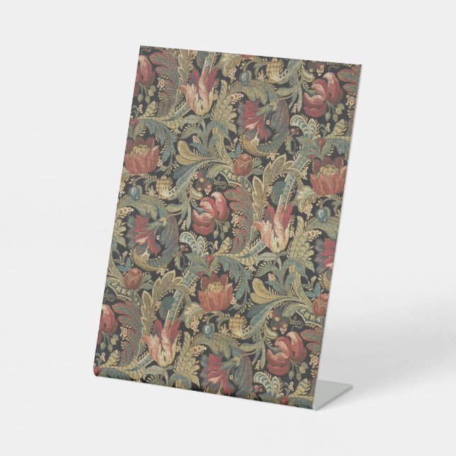 Reiche Blumenbänder Brocade Antique Classic Sockelschild (Vorderseite)