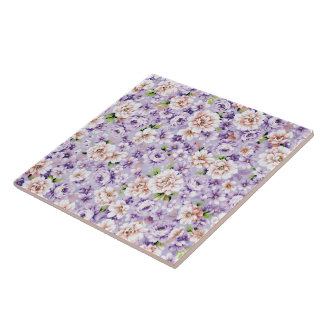 Reiche Blumenmuster mit lila und rosa Blume Fliese