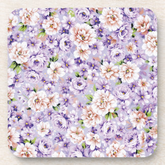 Reiche Blumenmuster mit lila und rosa Blume Getränkeuntersetzer