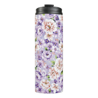 Reiche Blumenmuster mit lila und rosa Blume Thermosbecher