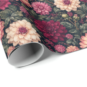 Reiche Dahlien-Laub-Illustration Geschenkpapier