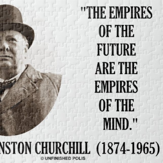 Reiche der Zukunft sind die Reiche des Geistes Puzzle (Inspirational Churchill quote jigsaw puzzle for any teacher, entrepreneur, psychologist or futurist!)