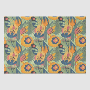 Reiche Erdtöne exotische Blume nahtlos Muster Seidenpapier