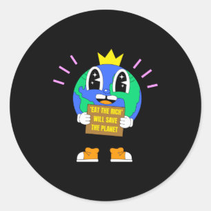 "Reiche essen wird den Planeten Erde retten" Prote Runder Aufkleber
