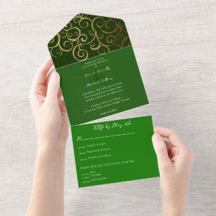 Reiche Farben mit Goldhochzeit All In One Einladung