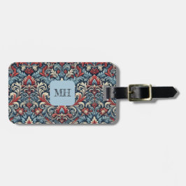 Reiche Farbtöne aus rotem und blauem Damast Gepäckanhänger