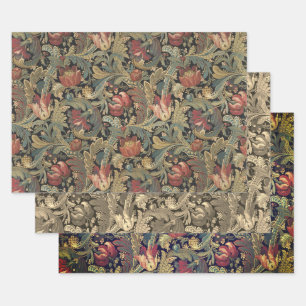 Reiche florale Tapeten-Brokat-Antik-Victorian Geschenkpapier Set