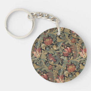 Reiche florale Tapetenbrokat-Antik-Victorian Schlüsselanhänger