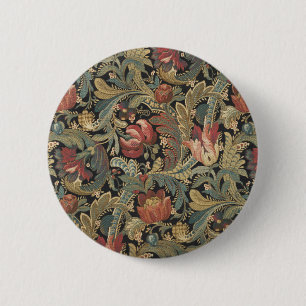 Reiche florale Teppichbrokat-Antik-Victorian Button