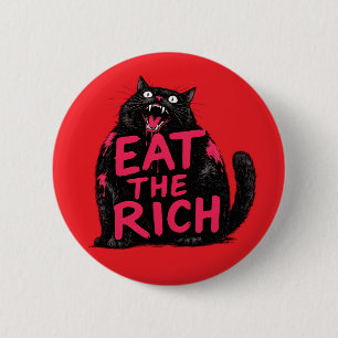 Reiche Fressen Wilde Schwarze Katze Punk Anti-Kapi Button