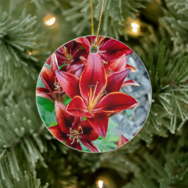 Reiche Karmesinlilie Botanische Blume Keramik Ornament