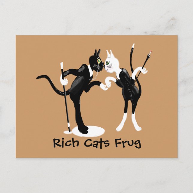 Reiche Katzen Frug Postkarte (Vorderseite)