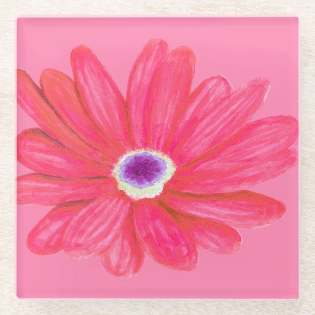 Reiche lebendige rote Blume Glasuntersetzer (Vorderseite)