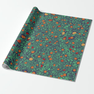 Reiche Obstgartenbäume krönen - vintage nahtloses Geschenkpapier