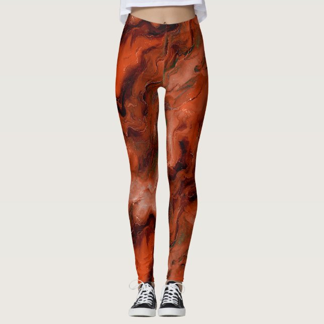 Reiche Reds und Orangen erzeugen Marmoreffekte Leggings (Vorderseite)
