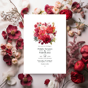 Reiche Rote Florale Winterhochzeit Einladung