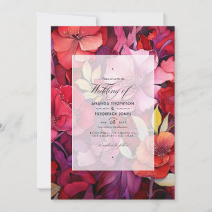 Reiche Rote Florale Winterhochzeit Einladung