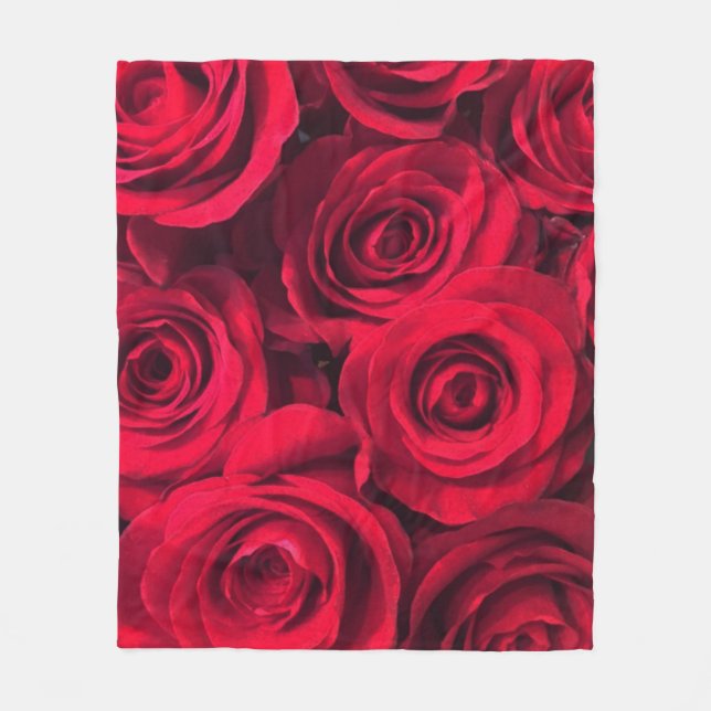 Reiche Rote Rosen Fleecedecke (Vorderseite)