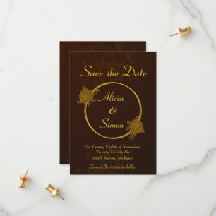 Reiche Schokolade Braun minimale blumenreiche Hoch Save The Date