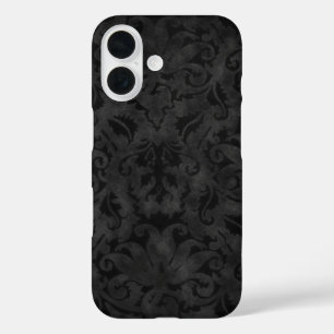 Reiche schwarze Brokatgestaltung iPhone 16 Hülle