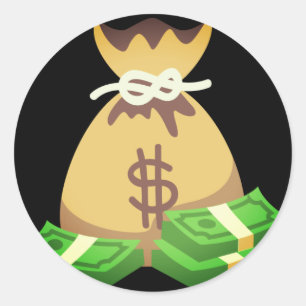 Reiche Tasche der Schwingungens-  des Geldes Emoji Runder Aufkleber