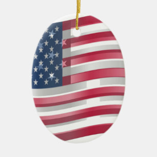 Reiche USA-Flagge: Wellige, mehrschichtige Design- Keramik Ornament