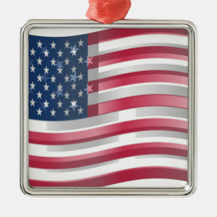 Reiche USA-Flagge: Wellige, mehrschichtige Design- Silbernes Ornament