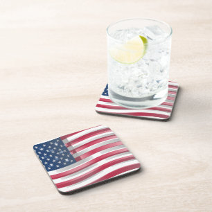 Reiche USA-Flagge: Wellige, mehrschichtige Design- Untersetzer