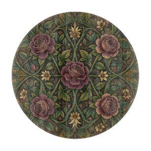 Reiche violette Rose im Stil von William Morris, f Schneidebrett