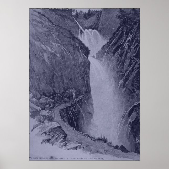 Reichenbach Falls - Sidney Paget - Blue Tint Poster (Vorne)