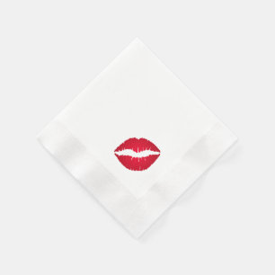 Reicher roter Lippenstift-Kussfleck Serviette