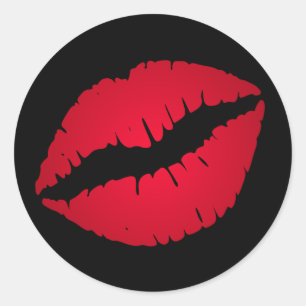 Reicher roter Lippenstiftabdruck Runder Aufkleber