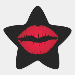 Reicher roter Lippenstiftabdruck Stern-Aufkleber