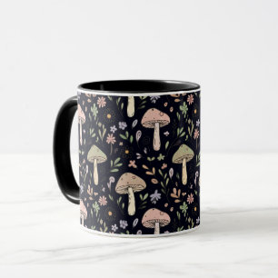 Reicher schwarzer Dark-Academia-Pilze-Nahtlos-Must Tasse