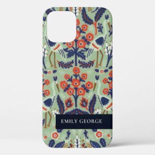 Reicher Türkiser Navy-Klassischer Blumen-Pfau-Must Case-Mate iPhone Hülle