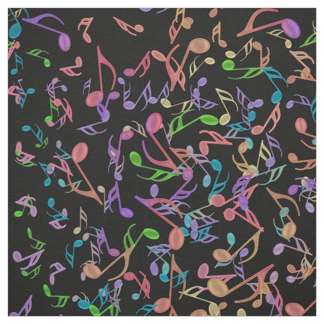 Reicher warmer Musiknoten-buntes schwarzes Gewebe Stoff (Muster)