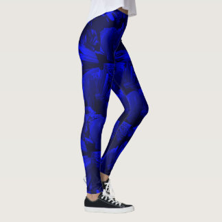 Reiches Blau und schwarzes Abstraktum Leggings