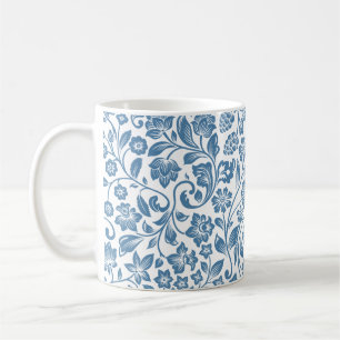 Reiches Blau-Weiß-Blumenrankenmuster Kaffeetasse