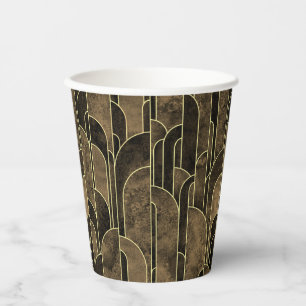Reiches Braun- und Gold-Art-Deco-Muster Pappbecher
