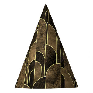 Reiches Braun- und Gold-Art-Deco-Muster Partyhütchen