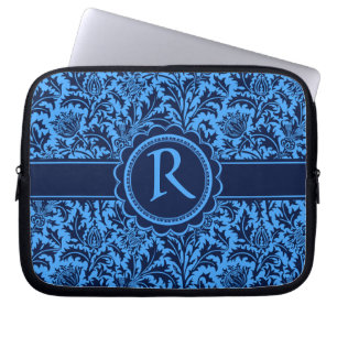 Reiches elegantes blaues BlumenWilliam Laptopschutzhülle