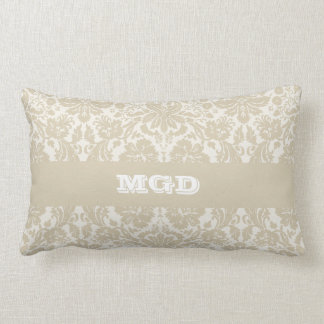 Reiches florales Art Nouveau-Muster beige Monogram Lendenkissen