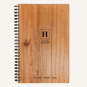 Reiches Holzfurnier Klassisches Monogramm Notizbuch