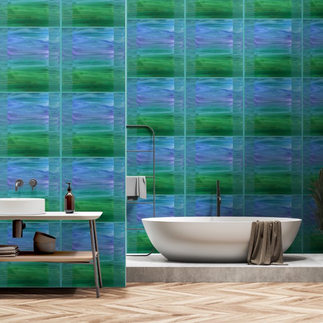 Reiches Indigo, tiefes Grün und Amethyst Tapete (Badezimmer)