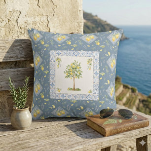 Reiches Italienisches Riviera-Blaues Zitronenbaum- Kissen