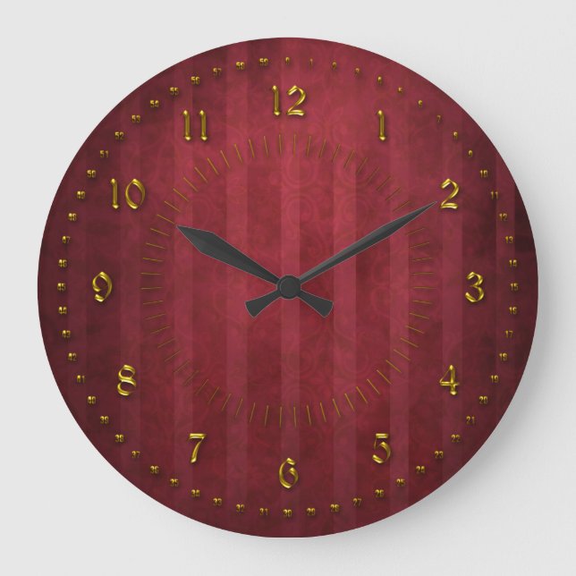 Reiches Rot streifte den nummerierten Schmutz ab Große Wanduhr (Vorderseite)